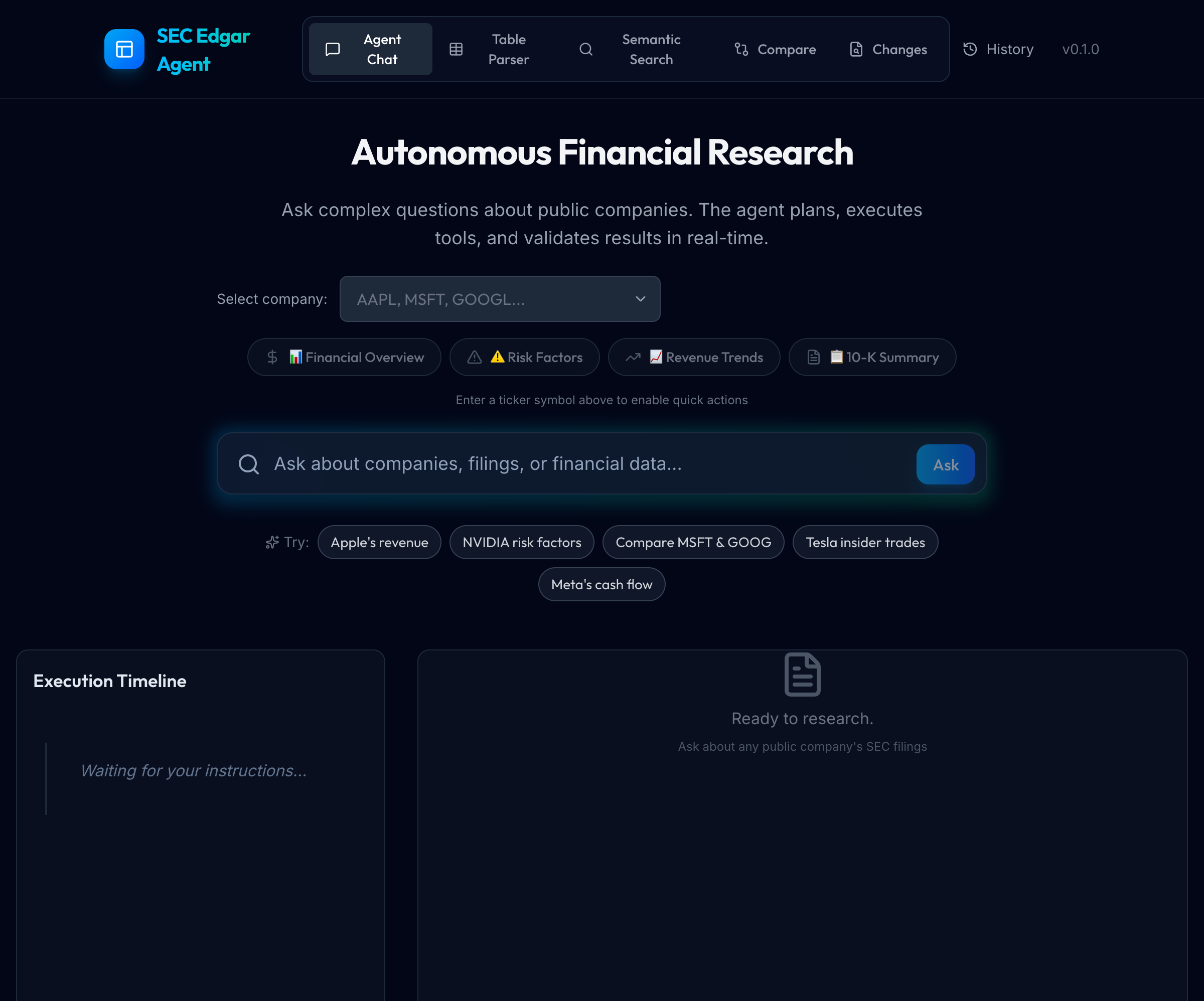 SEC EDGAR Agent preview